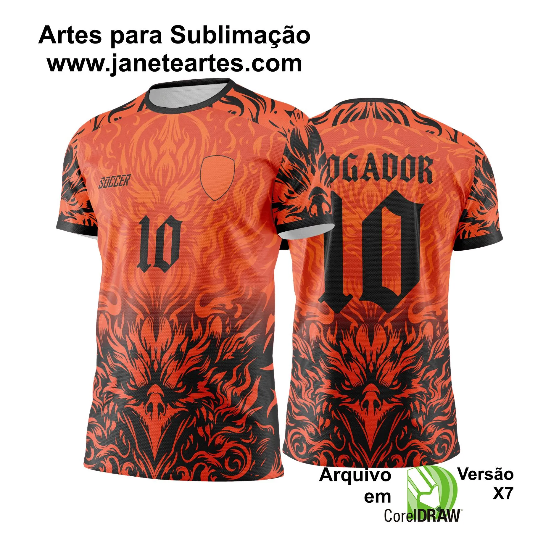  Arte Vetor Camisa Interclasse FÊNIX Chamas Preto com Laranja - Jogos Internos 2024 - 2025