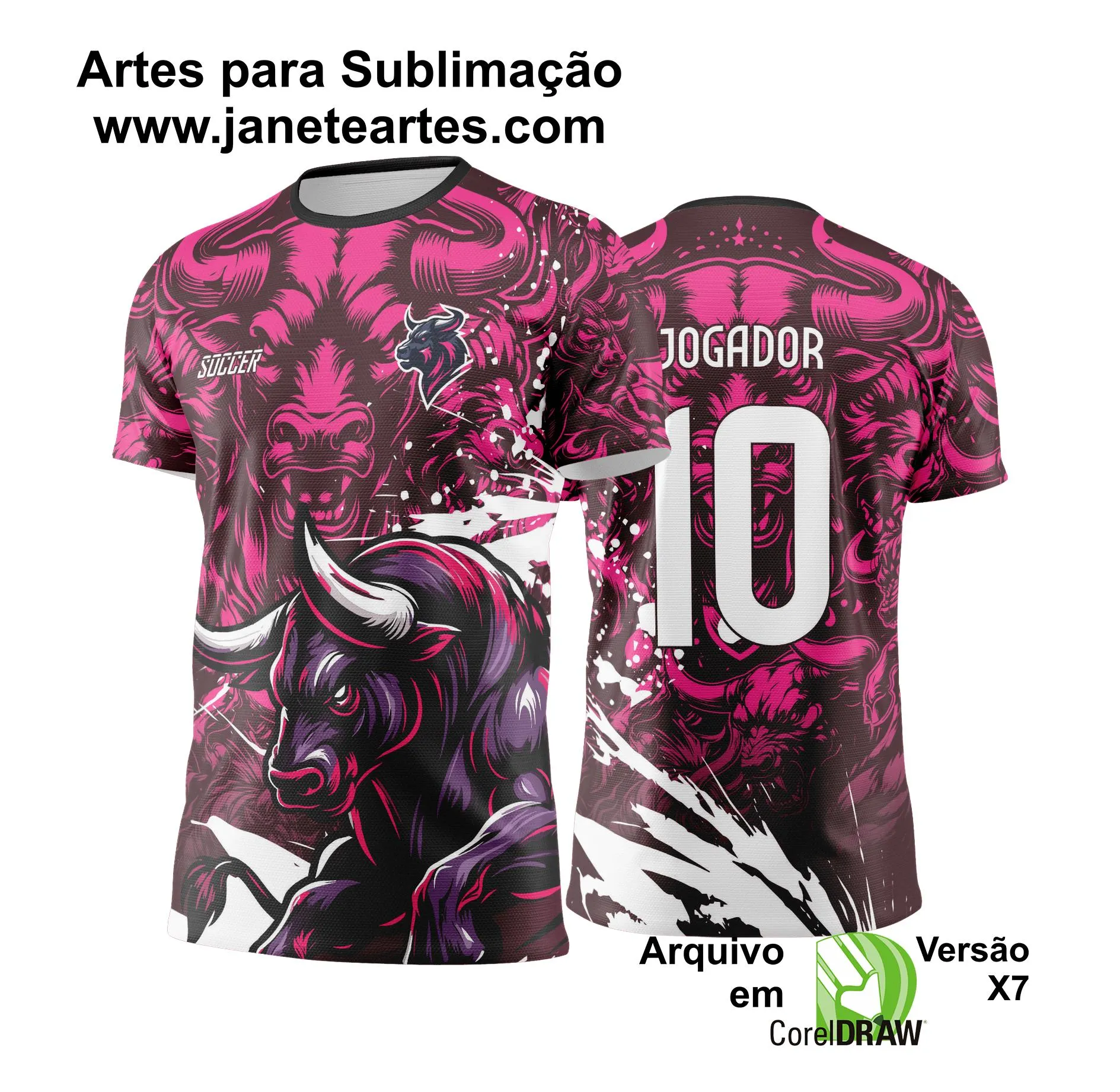  Arte Vetor Camisa Interclasse Touro Rosa - Jogos Internos 2024 - 2025