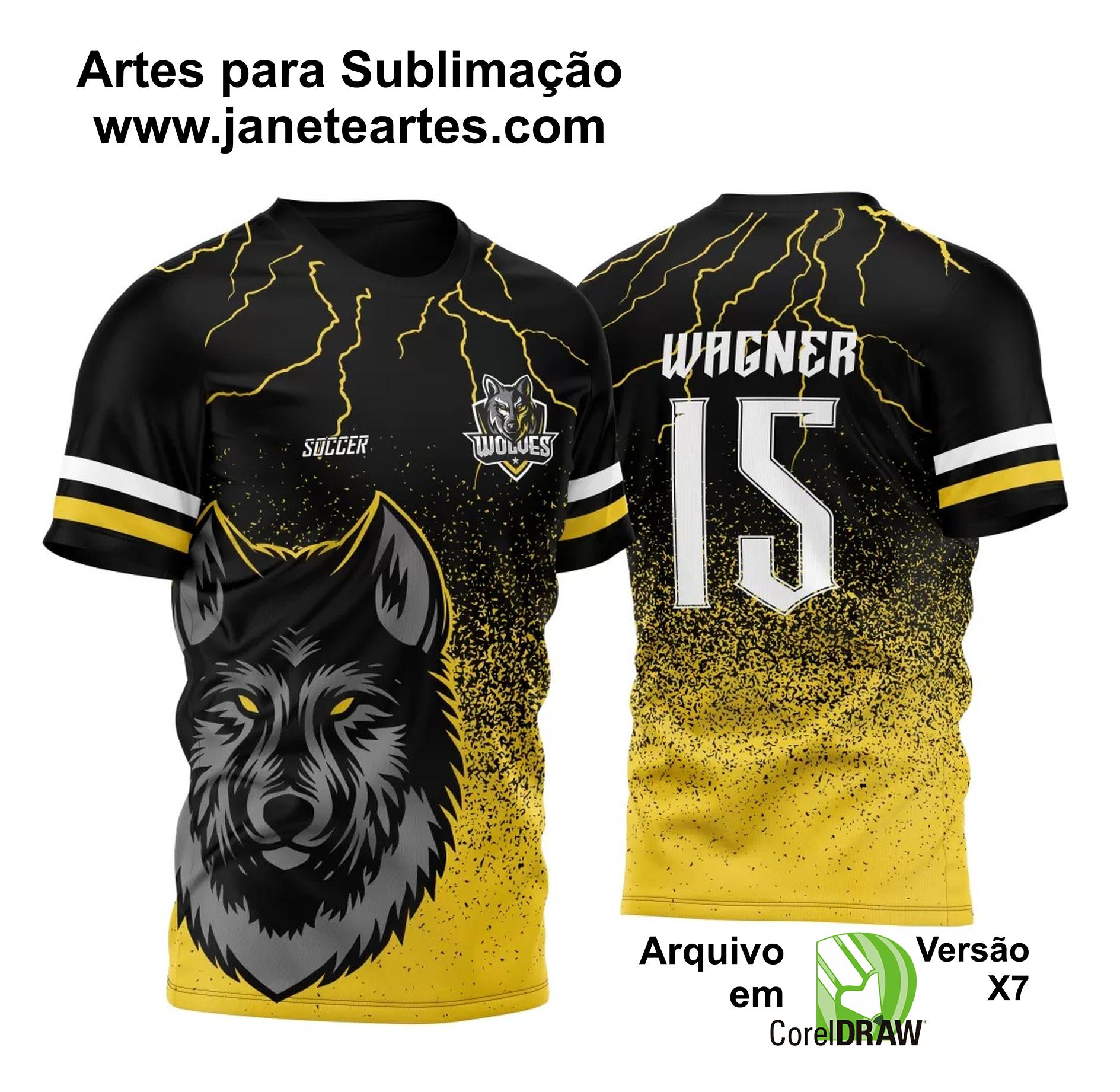  Arte Vetor Camisa para InterClasse Lobo Particulas Ataque 2023 Amarela