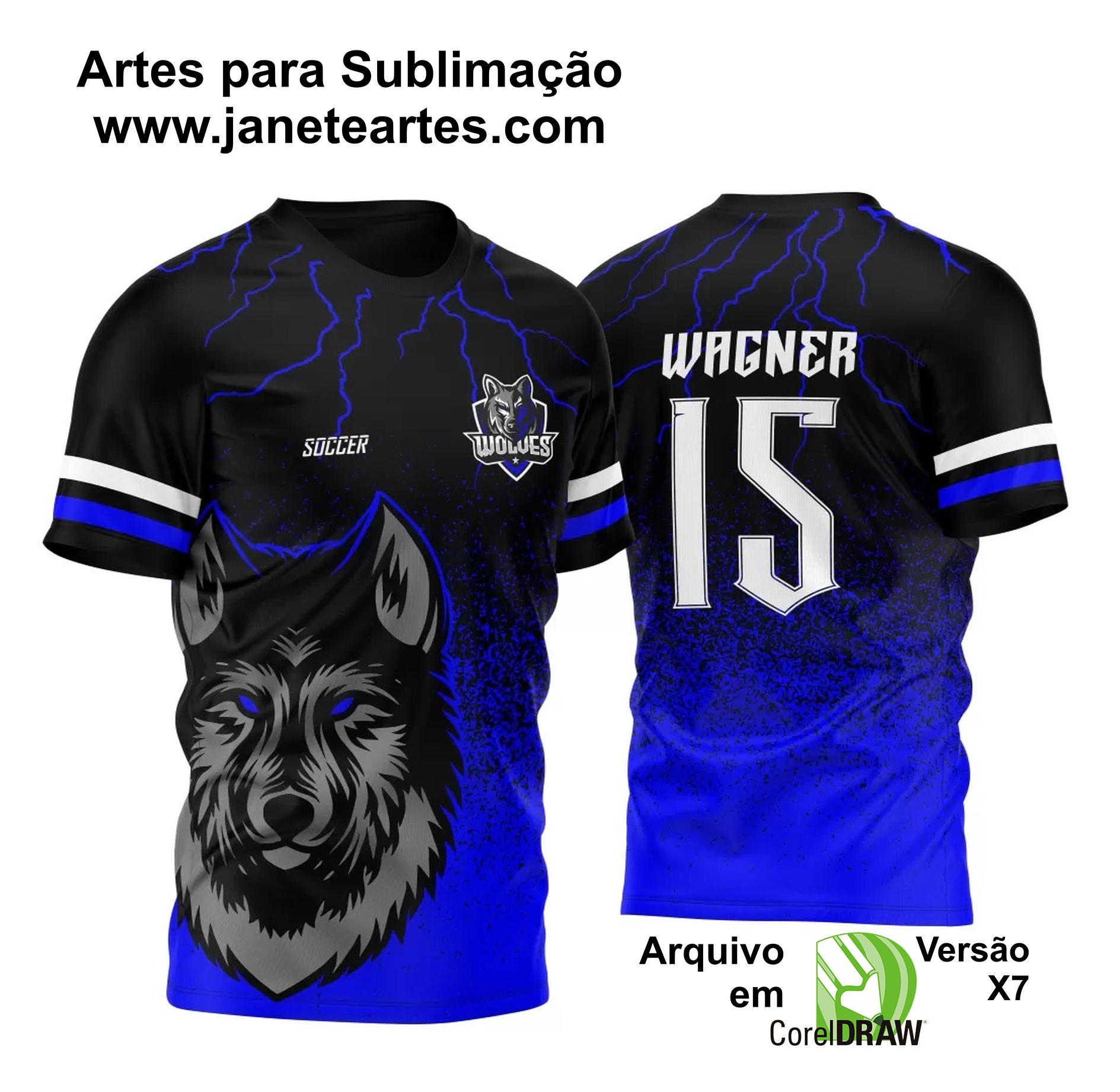  Arte Vetor Camisa para InterClasse Lobo Particulas Ataque 2023 Azul