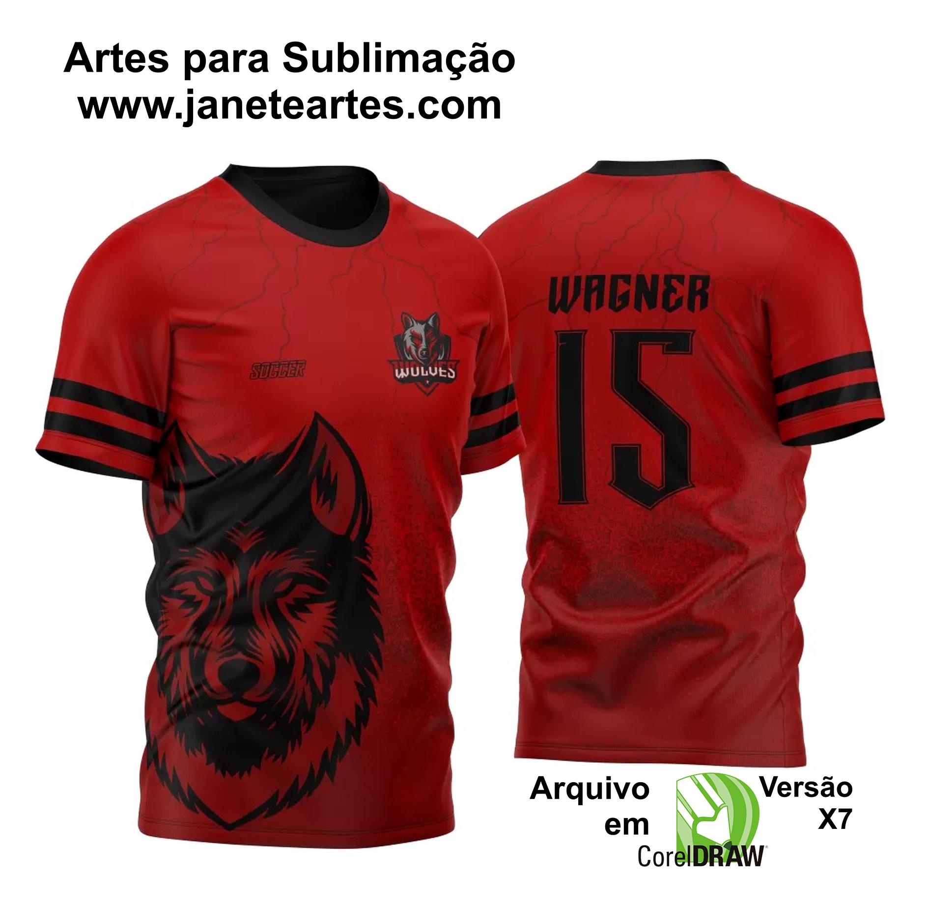  Arte Vetor Camisa para InterClasse Lobo Particulas Ataque 2023 Vermelha