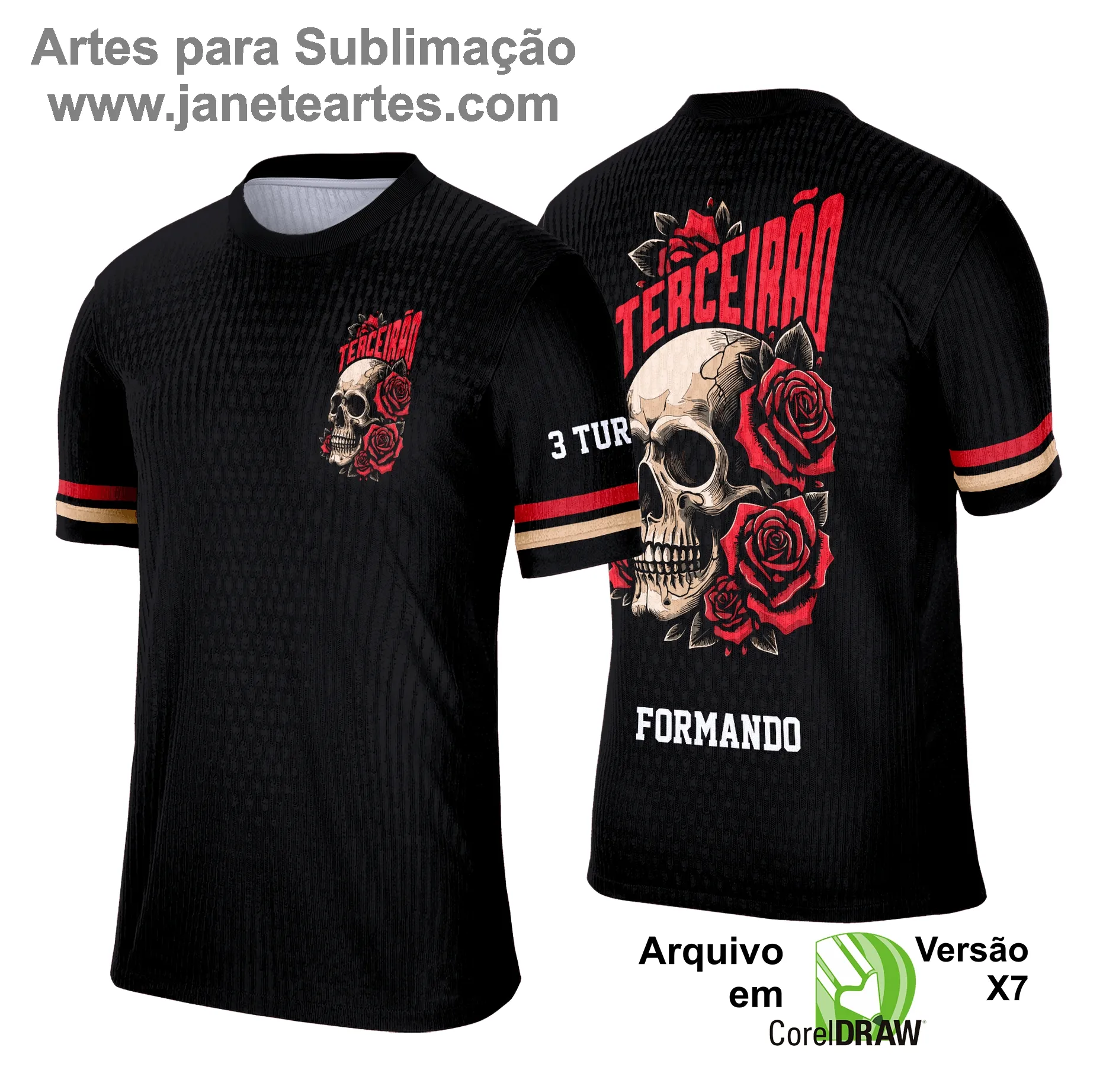  Camisa Terceirão - Arte Vetor - Caveira