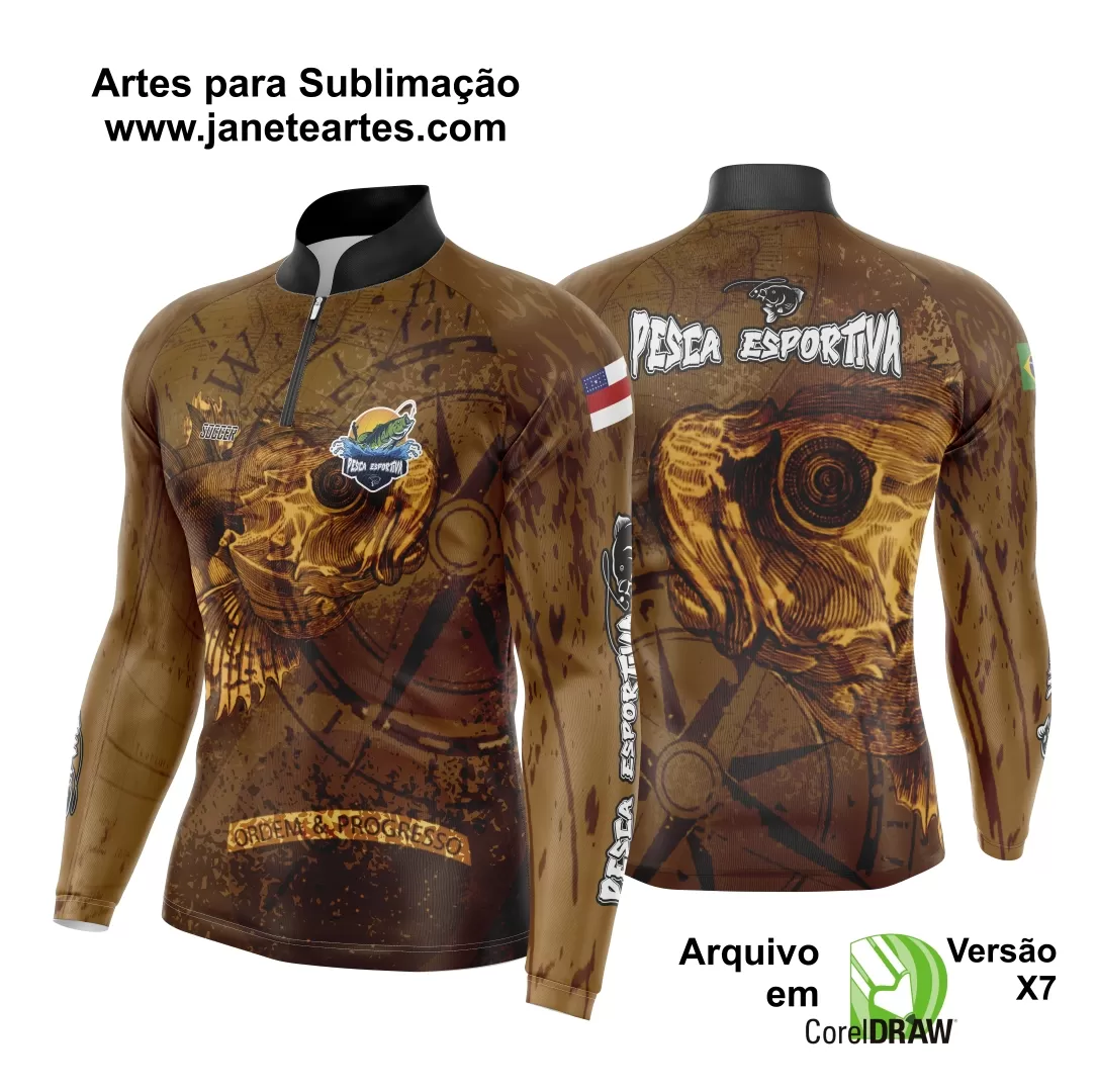 Arte Estampa Camisa De Pesca Esportiva Modelo 16