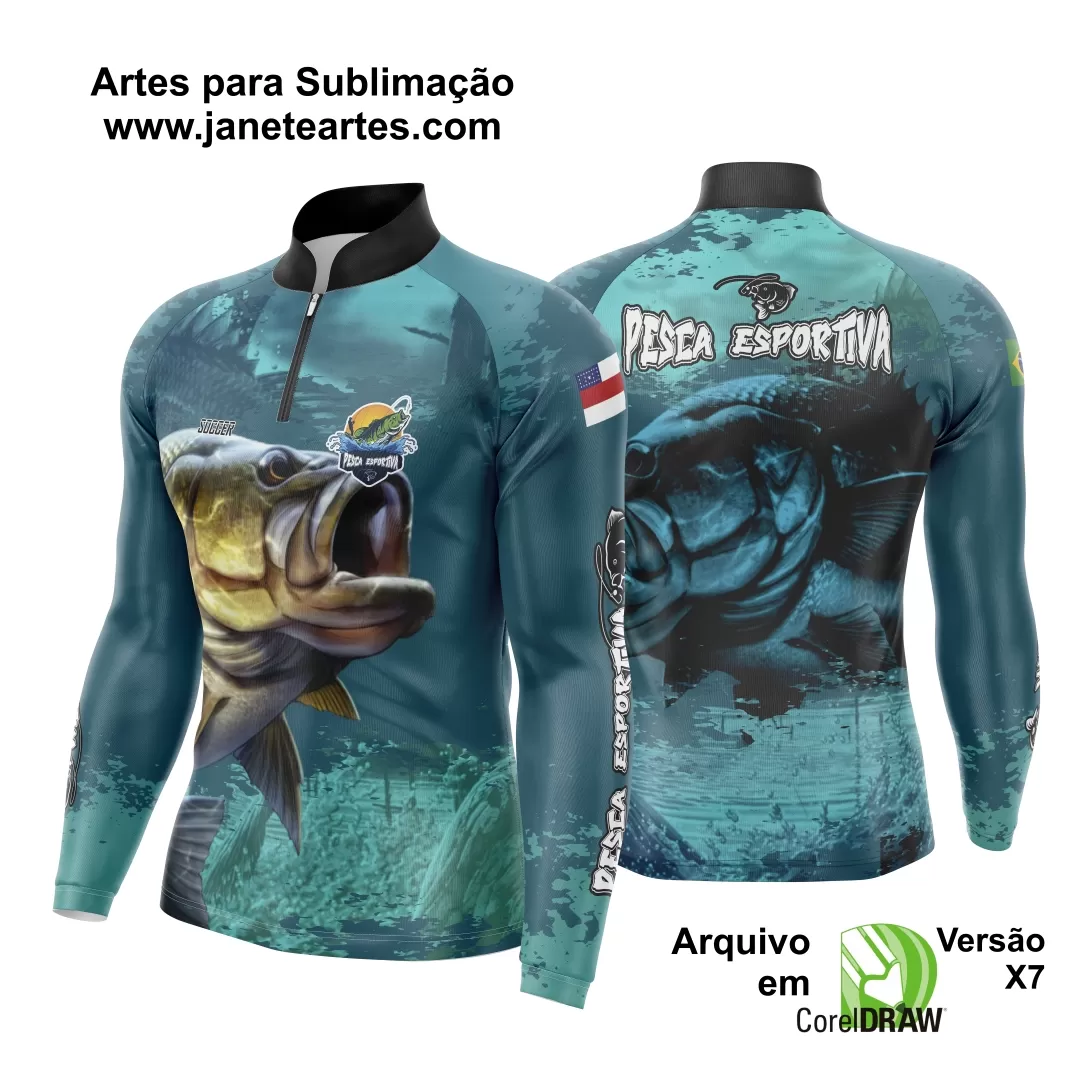 Arte Estampa Camisa De Pesca Esportiva Modelo 22