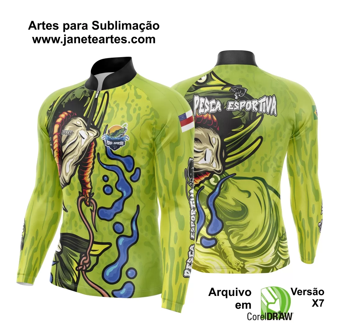 Arte Estampa Camisa De Pesca Esportiva Modelo 24