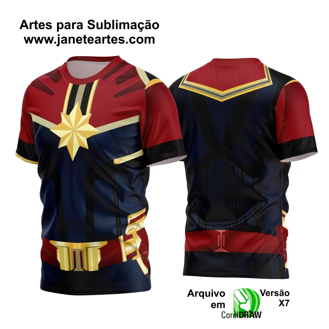 Arte Estampa Camisa Heróis - Capitã Marvel