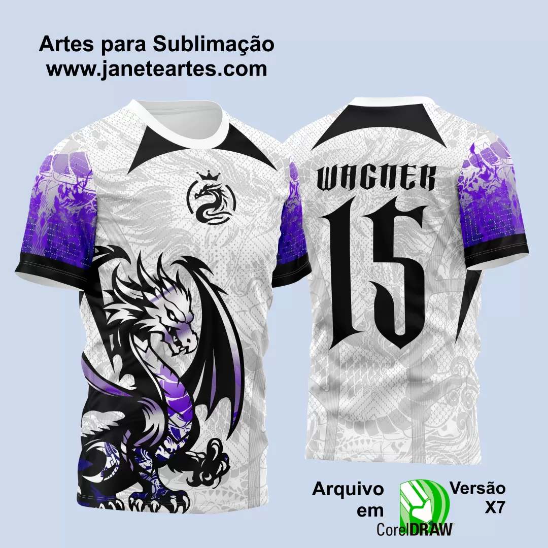 Arte Estampa Camisa Interclasse - Jogos Internos - 2024 - Dragão Branco