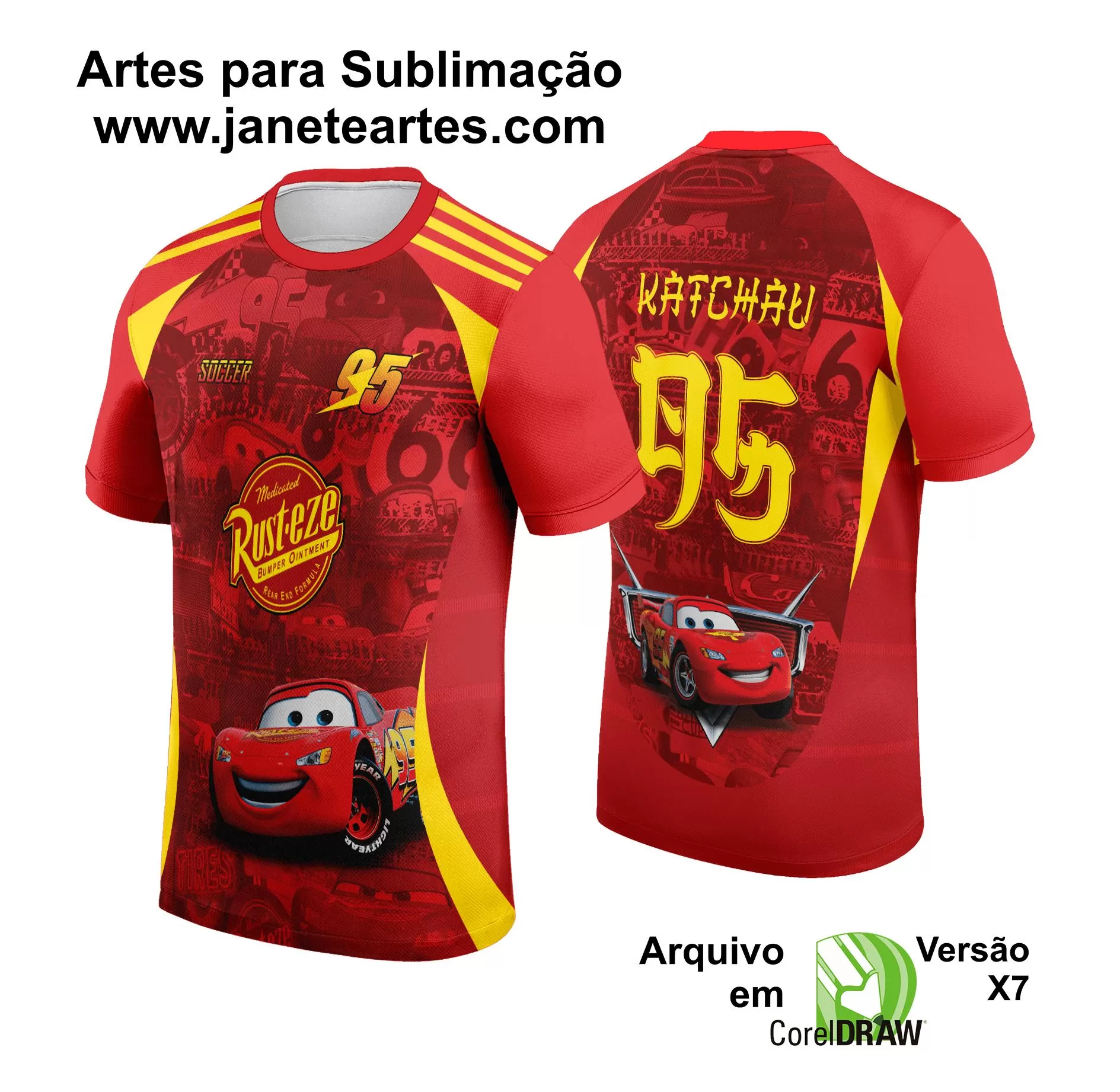 Arte Estampa Camisa Interclasse Relâmpago Mcqueen