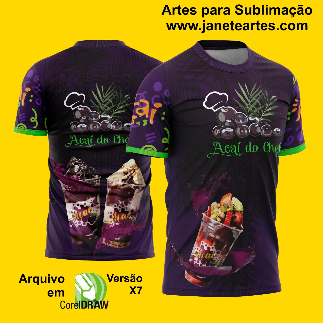 Arte Estampa Camisa Profissão - Açaí com Frutas