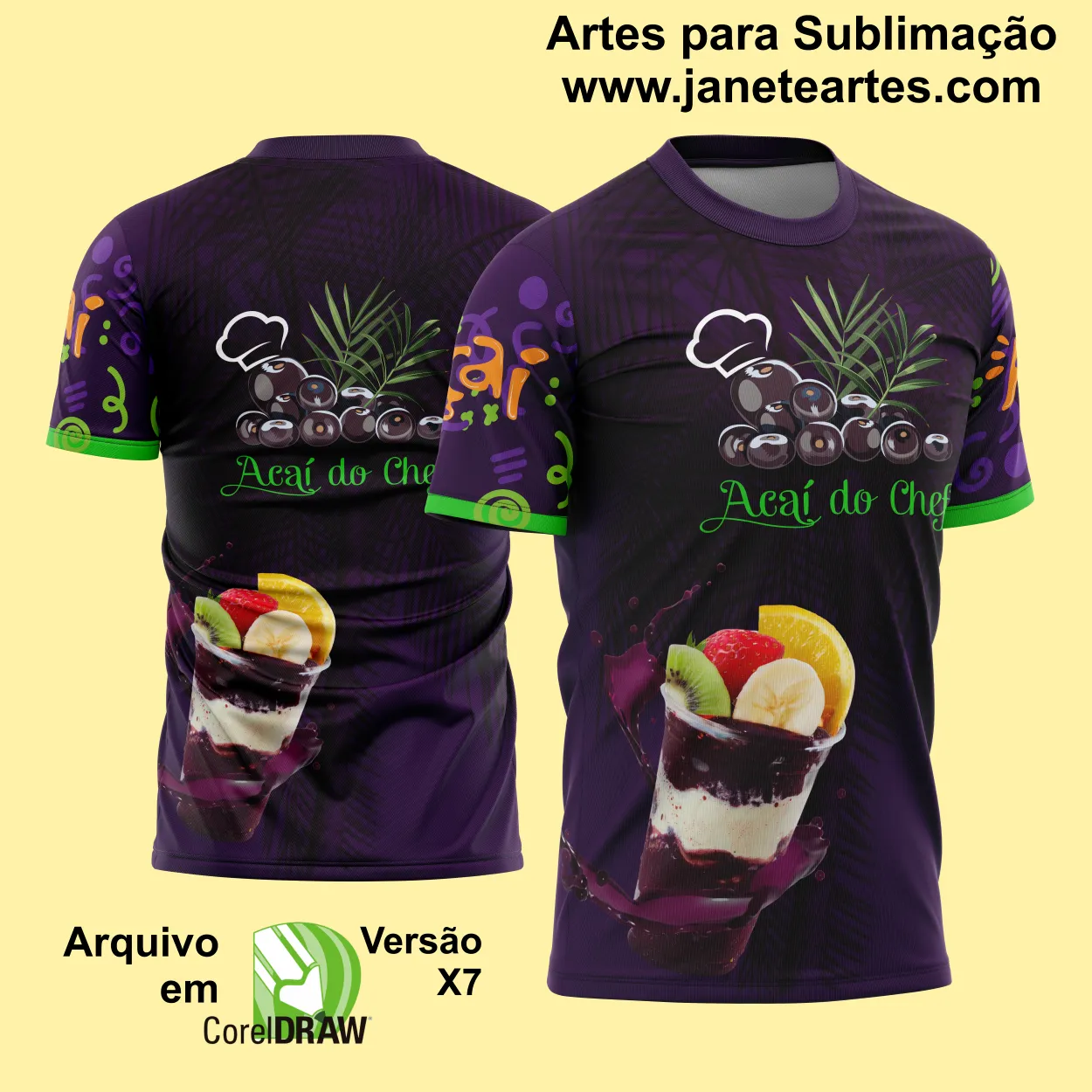 Arte Estampa Camisa Profissão - Açaí com Frutas