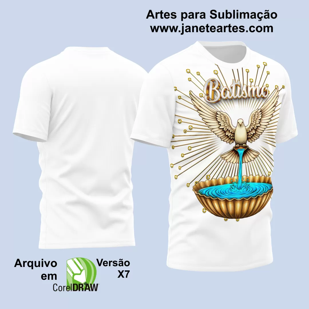 Arte Estampa Camisa Religião 2024 - Batismo - Batizado