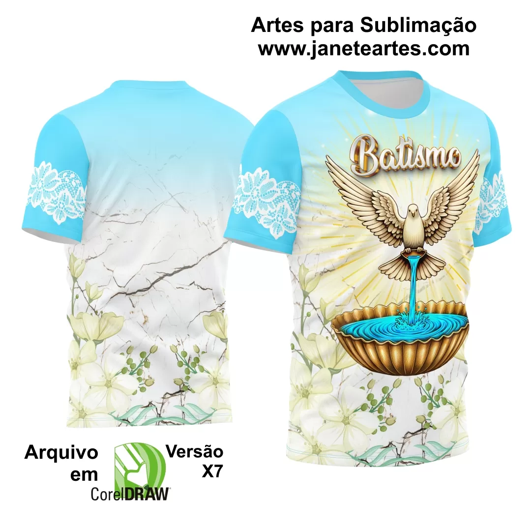 Arte Estampa Camisa Religião 2024 - Batismo - Batizado