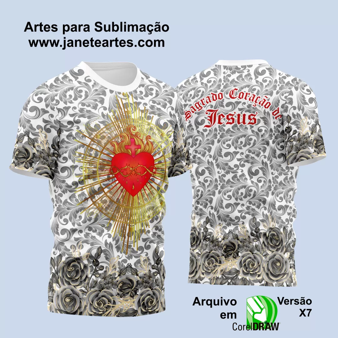 Arte Estampa Camisa Religião 2024 - Sagrado Coração de Jesus