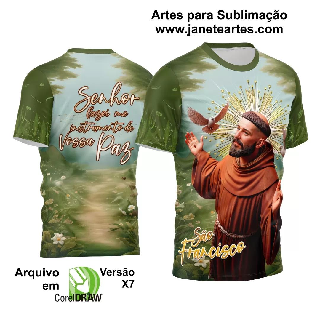 Arte Estampa Camisa Religião - São Francisco de Assis 2024
