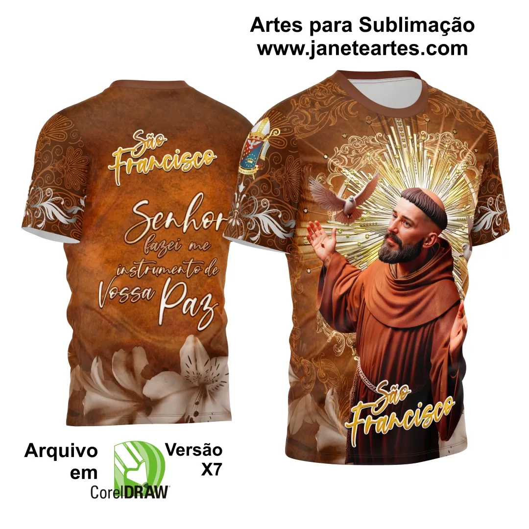 Arte Estampa Camisa Religião - São Francisco de Assis 2024