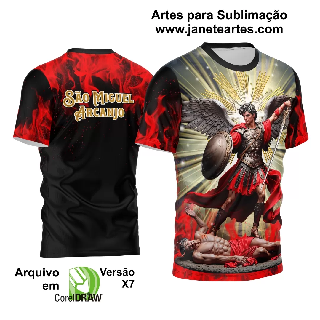 Arte Estampa Camisa Religião - São Miguel Arcanjo 2024