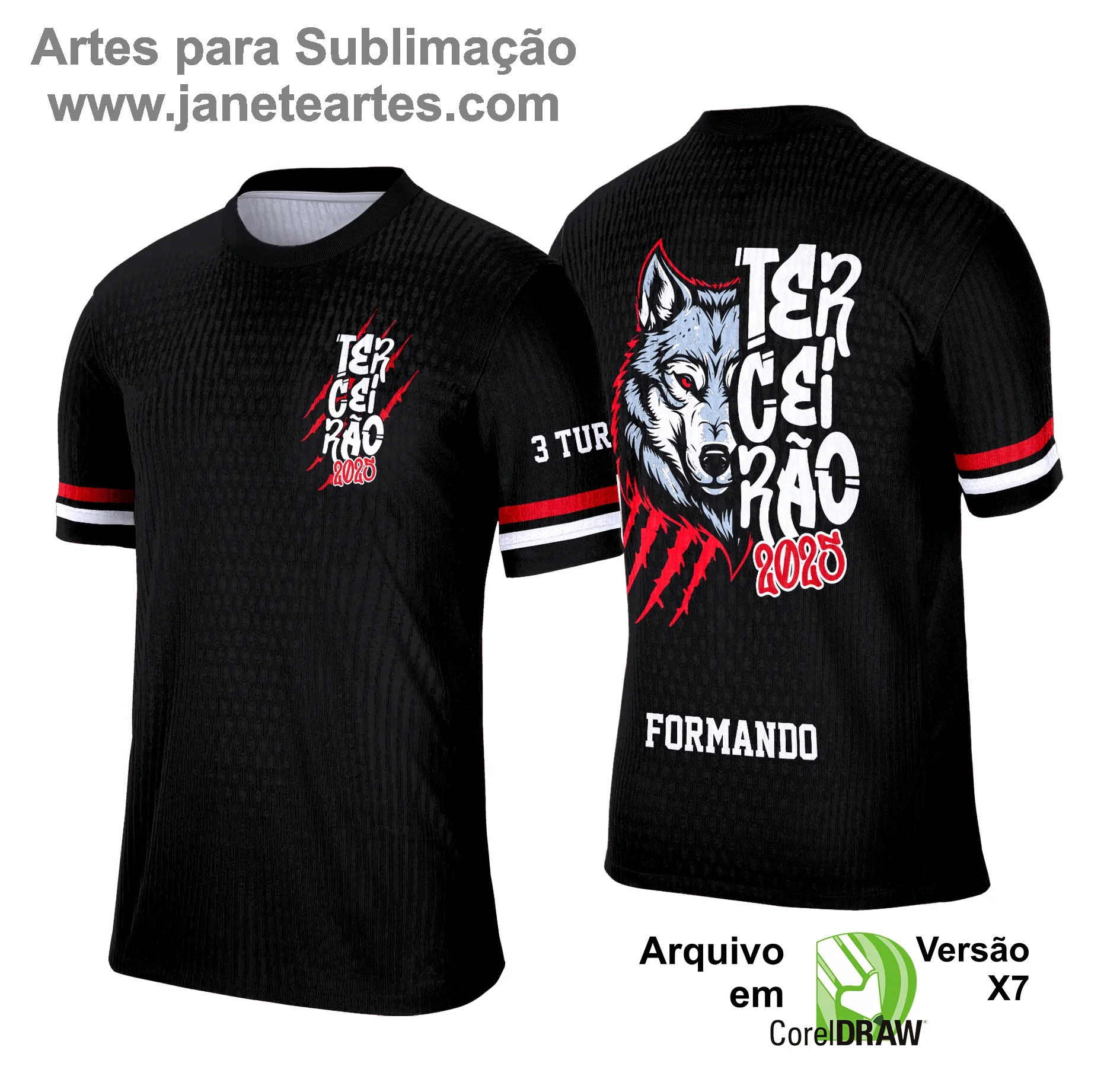 Arte Estampa Camisa Terceirão Lobo