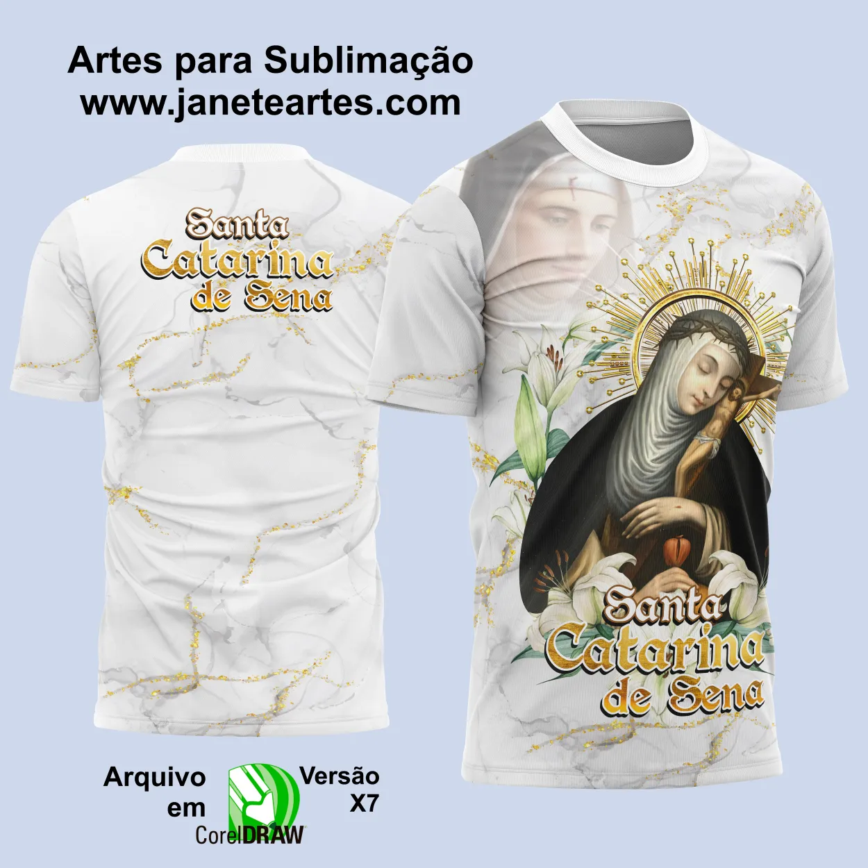 Arte Estampa Camisa de Religião - Santa Catarina de Sena