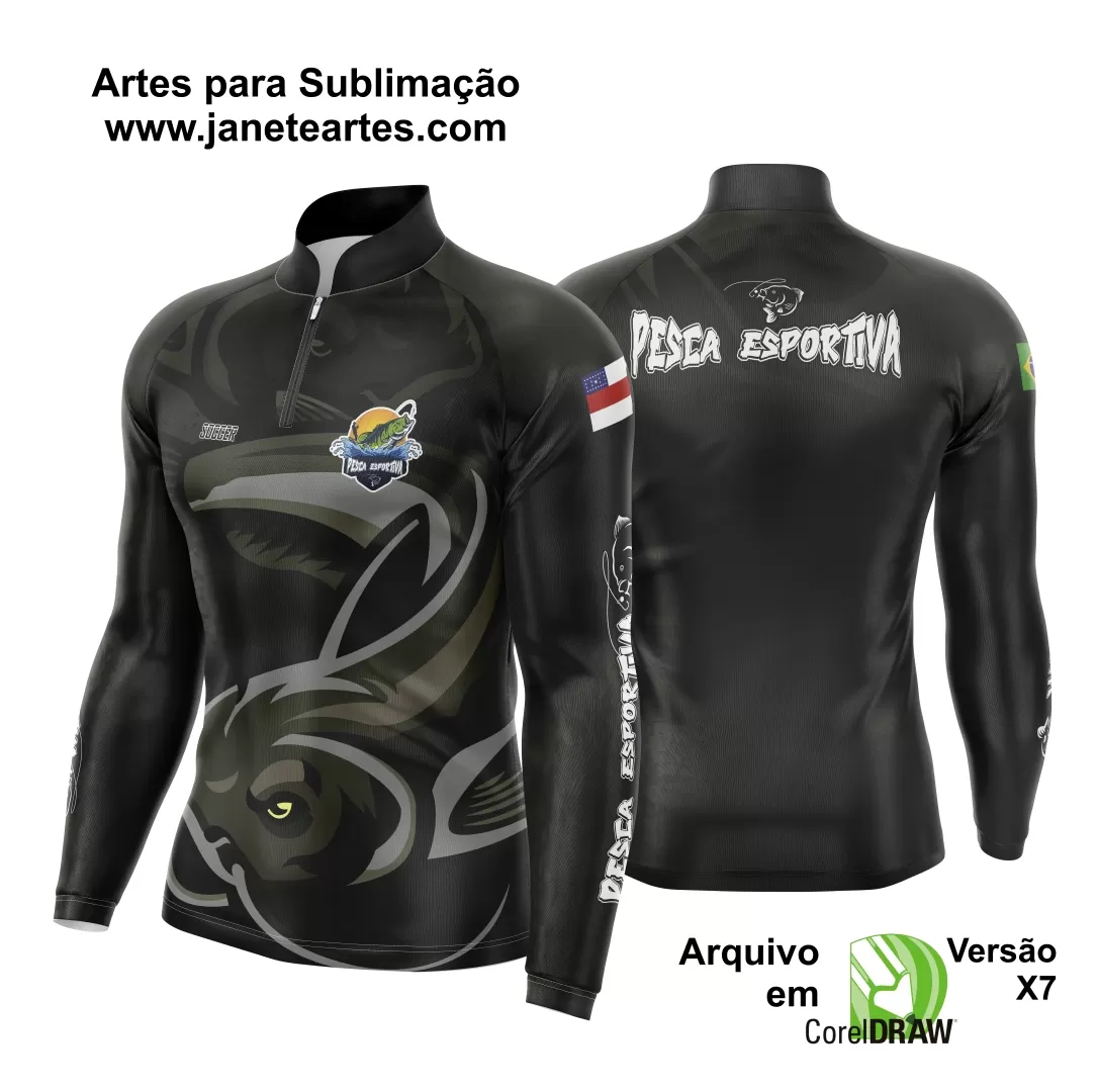 Arte Para Camisa De Pesca Esportiva Modelo 20