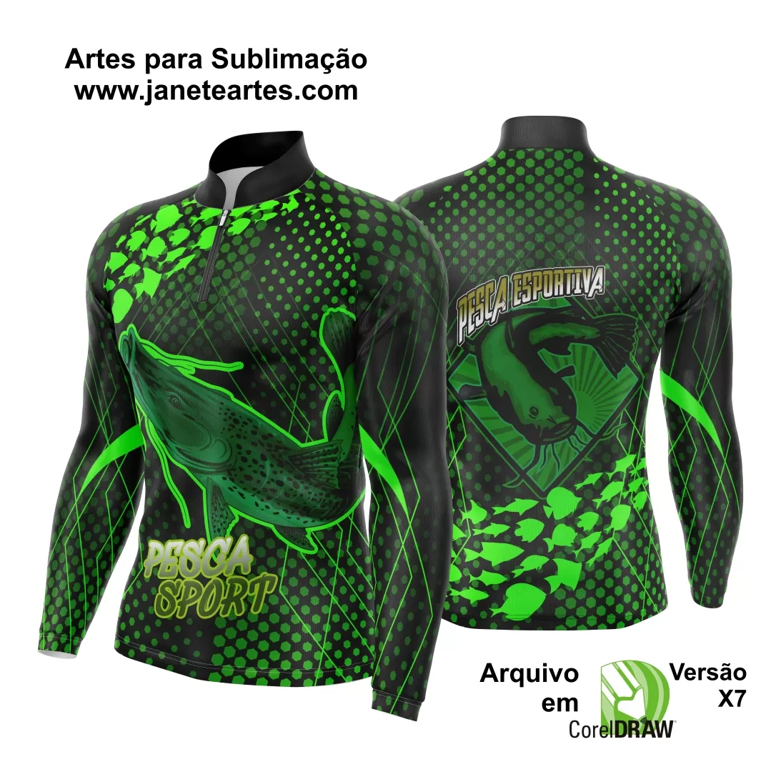 Arte Template Camisa De Pesca Esportiva