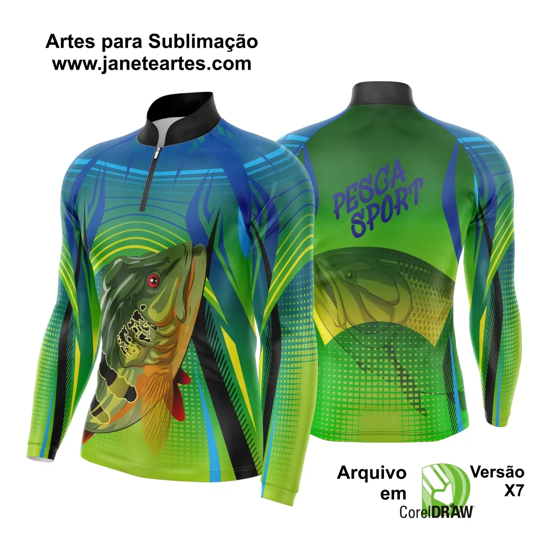 Arte Template Camisa De Pesca Esportiva