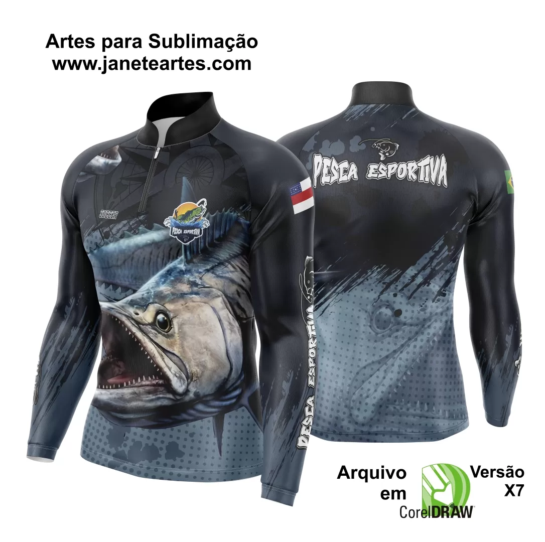 Arte Template Camisa De Pesca Esportiva Modelo 08