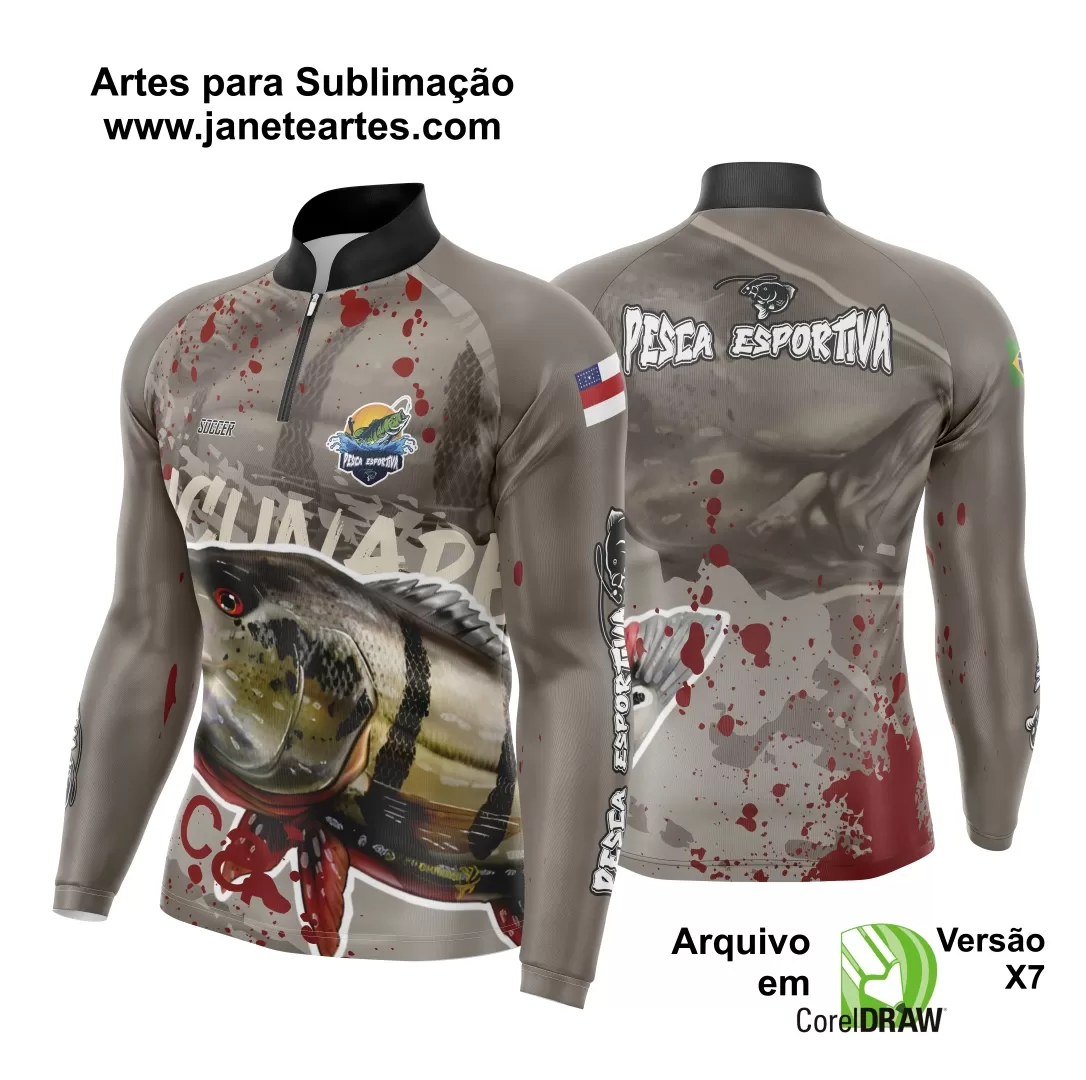 Arte Template Camisa De Pesca Esportiva Modelo 10