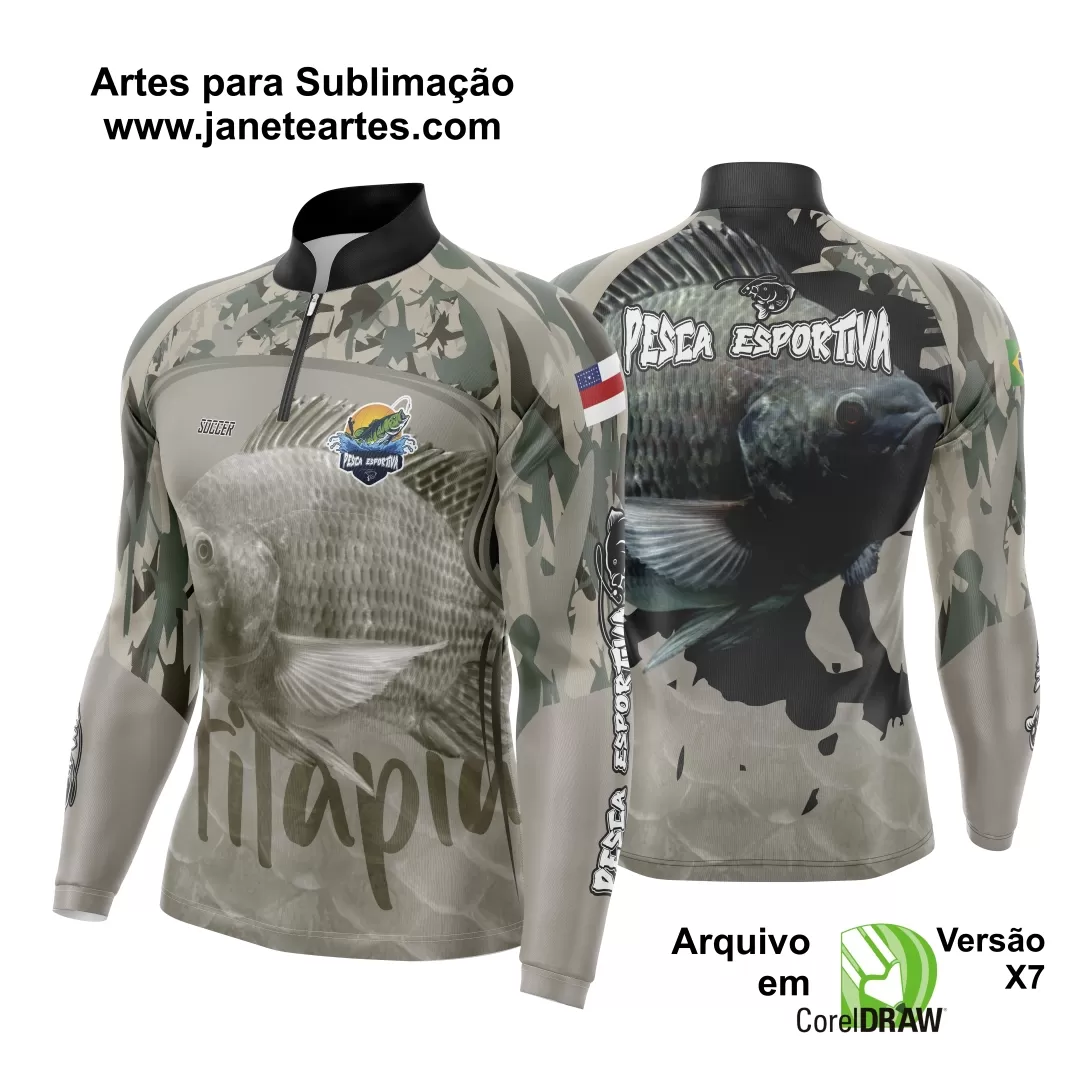 Arte Template Camisa De Pesca Esportiva Modelo 11