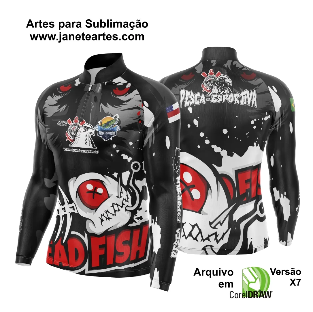 Arte Template Camisa De Pesca Esportiva Modelo 15