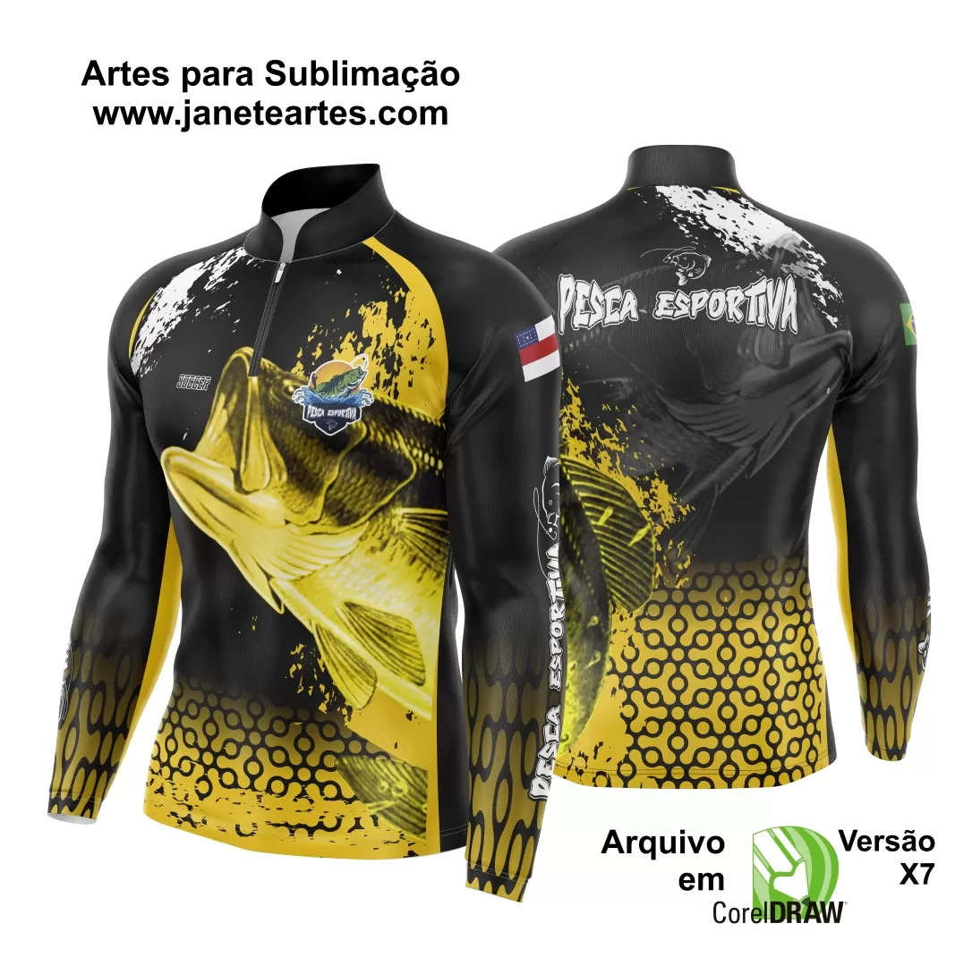 Arte Template Camisa De Pesca Esportiva Modelo 23