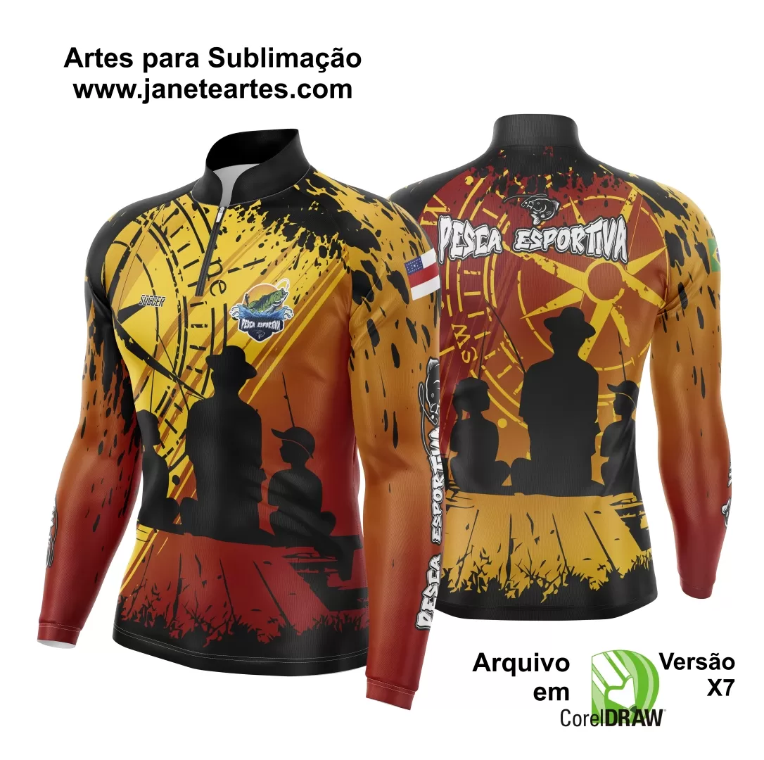 Arte Template Camisa De Pesca Esportiva Modelo 27