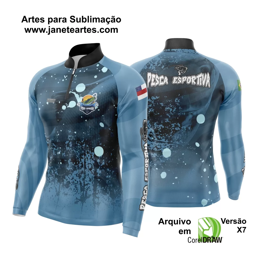 Arte Template Camisa De Pesca Esportiva Modelo 32
