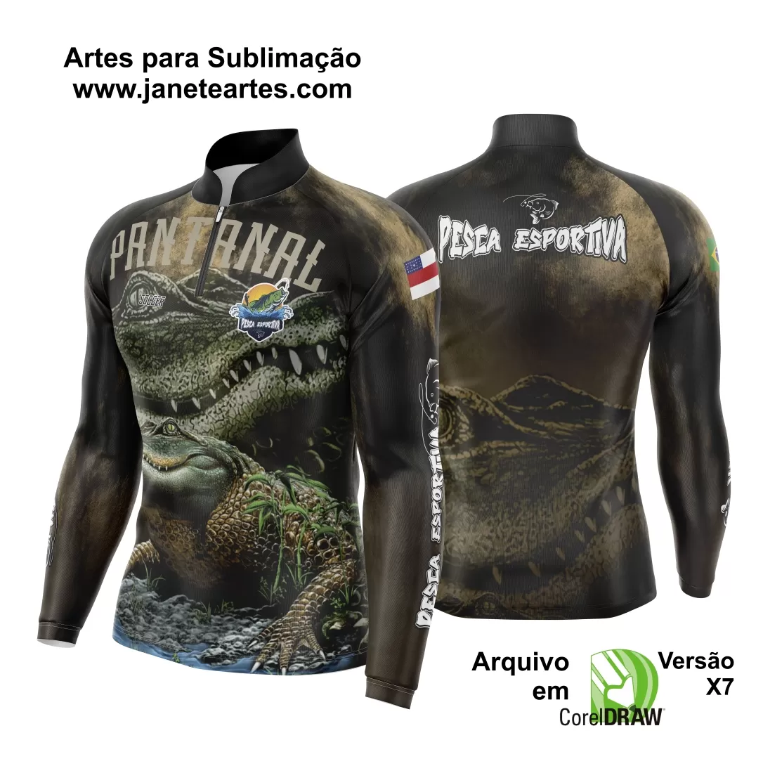 Arte Template Camisa De Pesca Esportiva Modelo 34