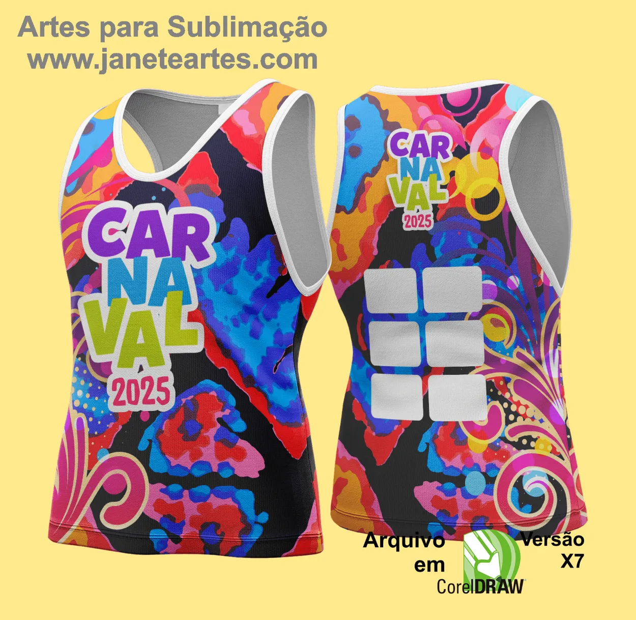 Arte Vetor Camisa Abadá de Carnaval 2025 - Modelo 142