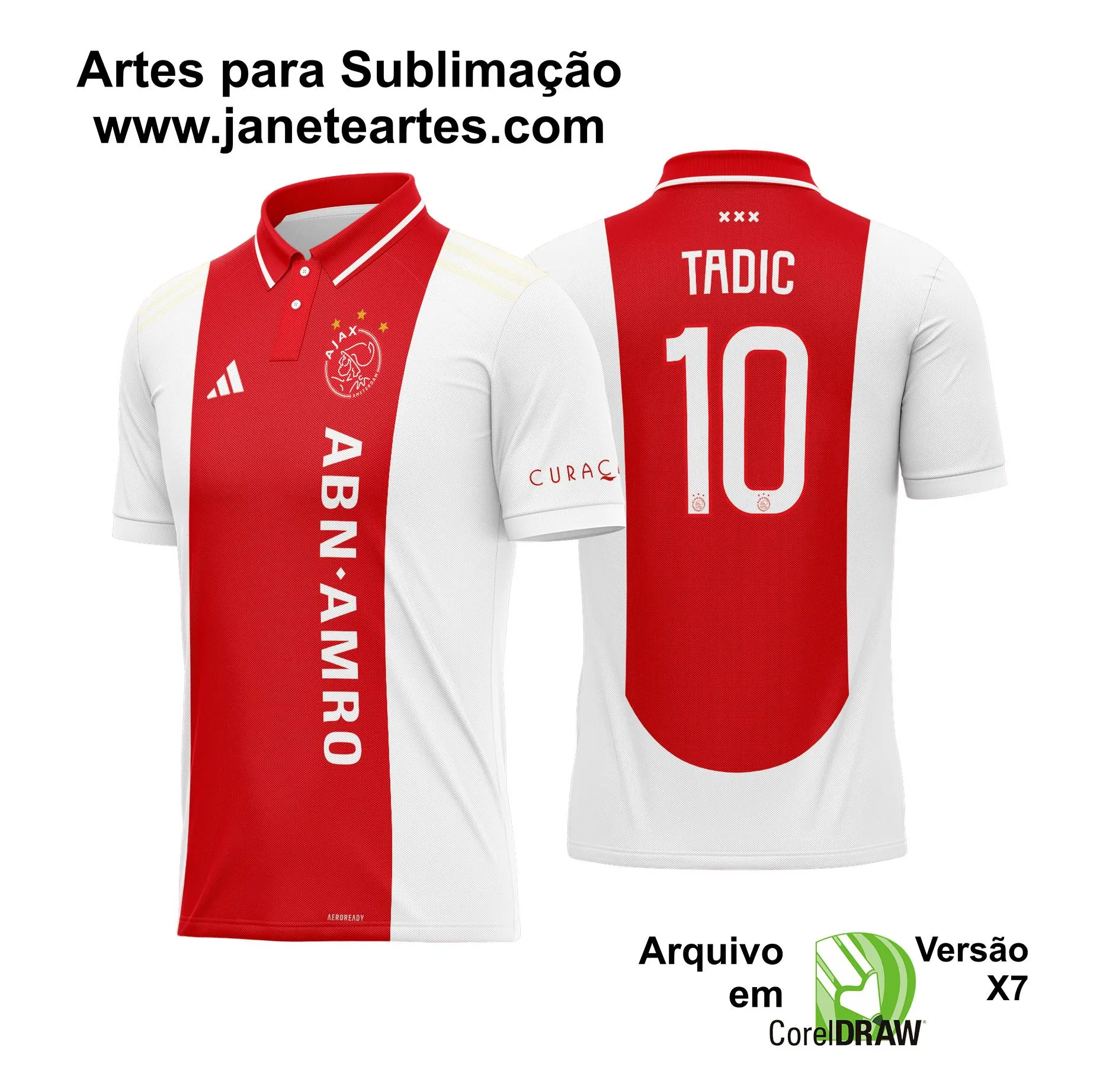 Arte Vetor Camisa Ajax Titular 2024 - 2025