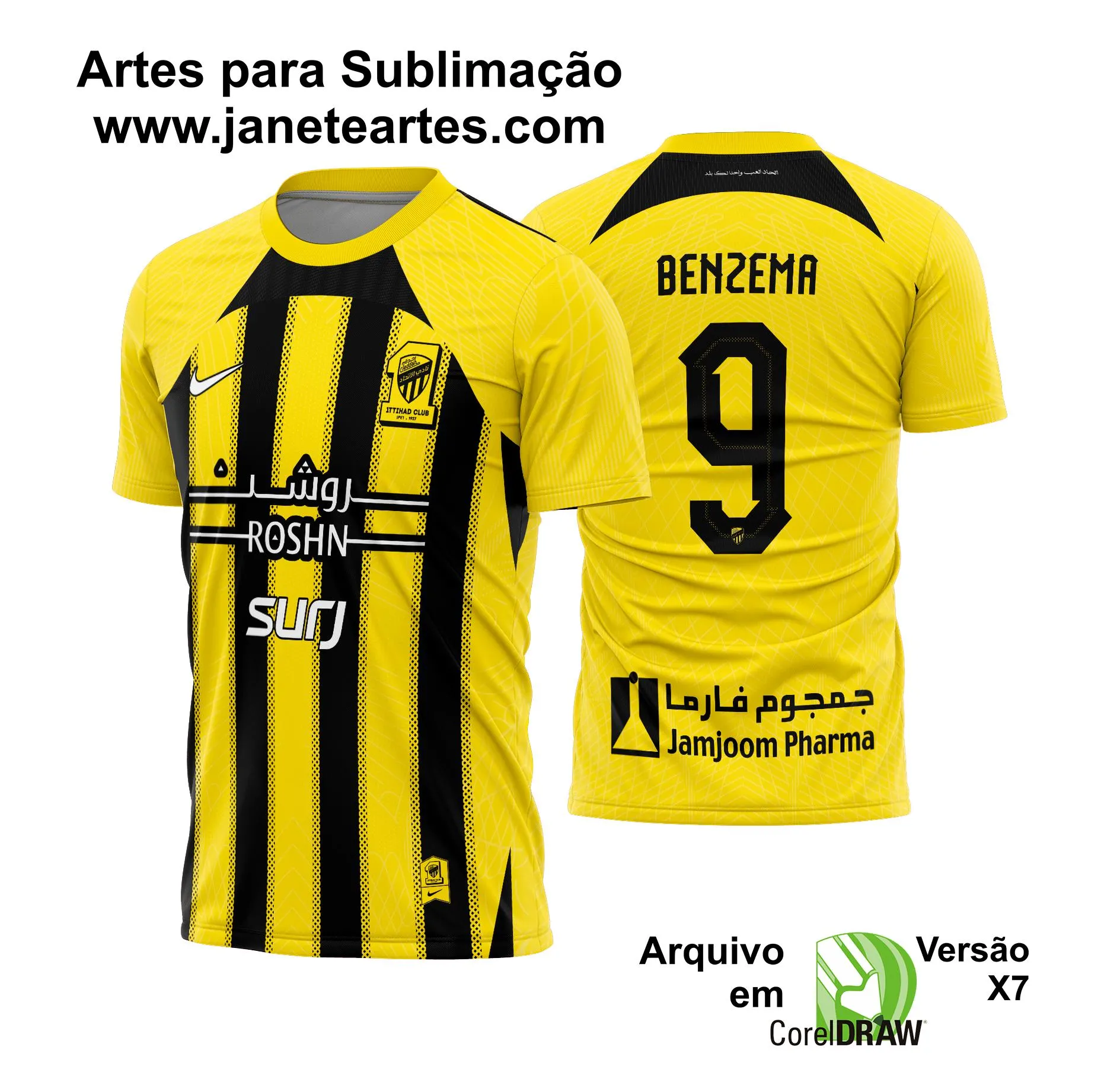 Arte Vetor Camisa Al-Ittihad Titular 2024 - 2025