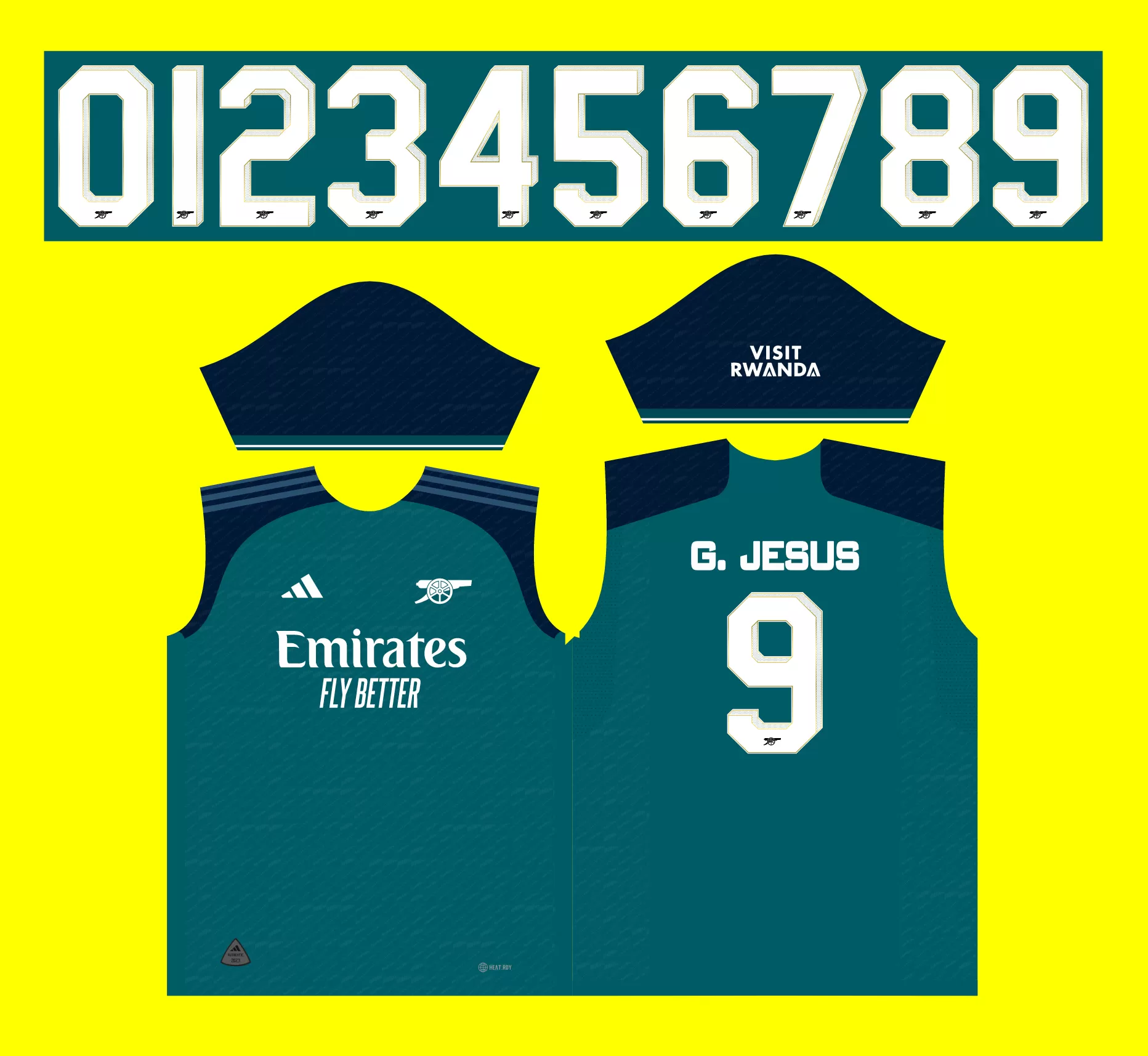 Arte Vetor Camisa Arsenal Terceira 2023-24