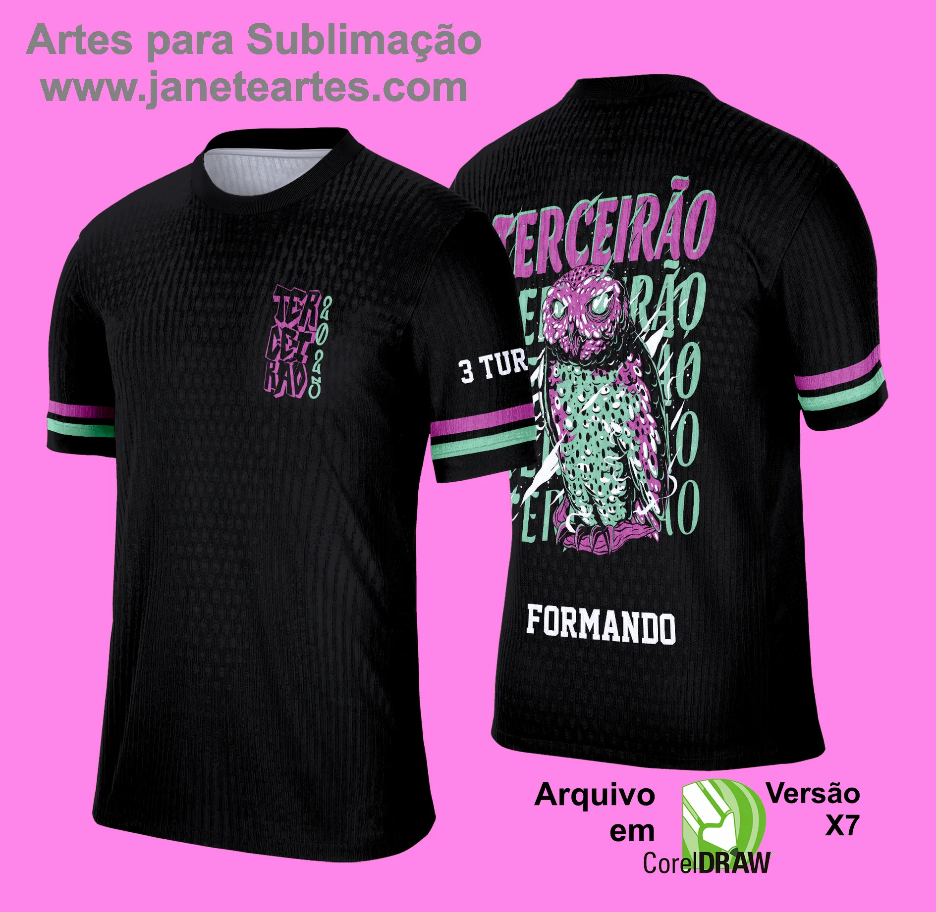 Arte Vetor Camisa Concluintes Terceirão 2025: Coruja