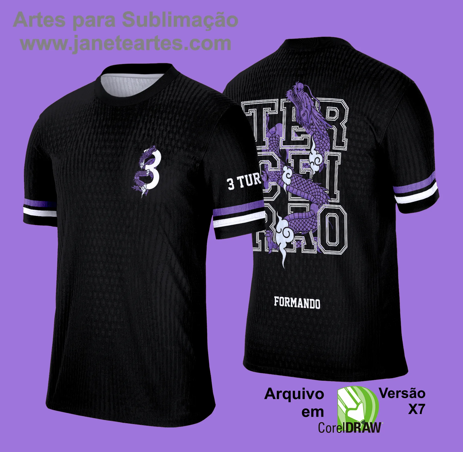 Arte Vetor Camisa Concluintes Terceirão 2025: Dragão Roxo