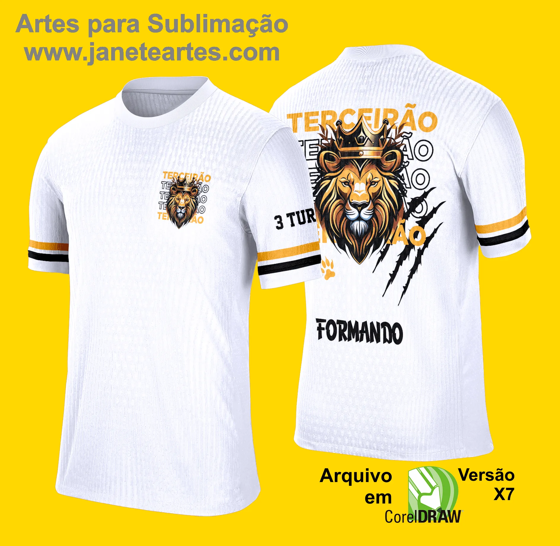 Arte Vetor Camisa Concluintes Terceirão 2025: Leão Coroa