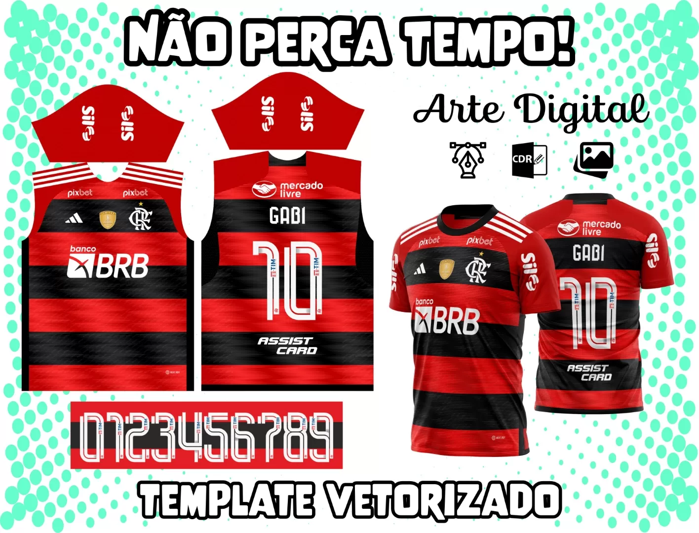 Arte Vetor Camisa Flamengo Pré-Jogo 2023 - 2024