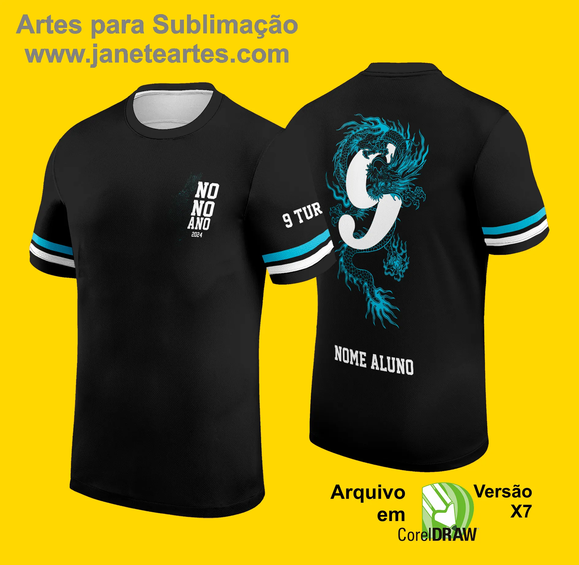 Arte Vetor Camisa Formandos Nono Ano 2025: Dragão