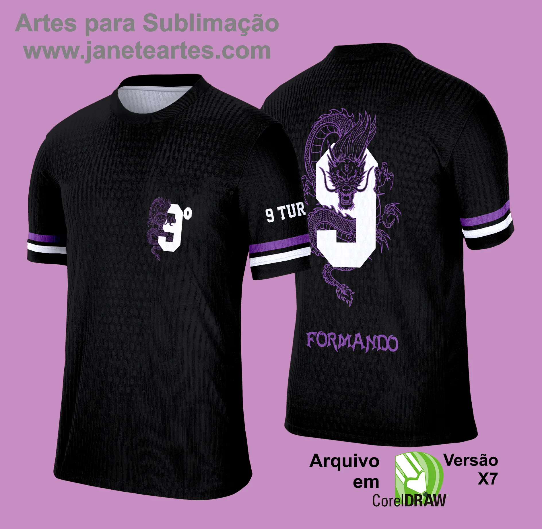 Arte Vetor Camisa Formandos Nono Ano 2025: Dragão