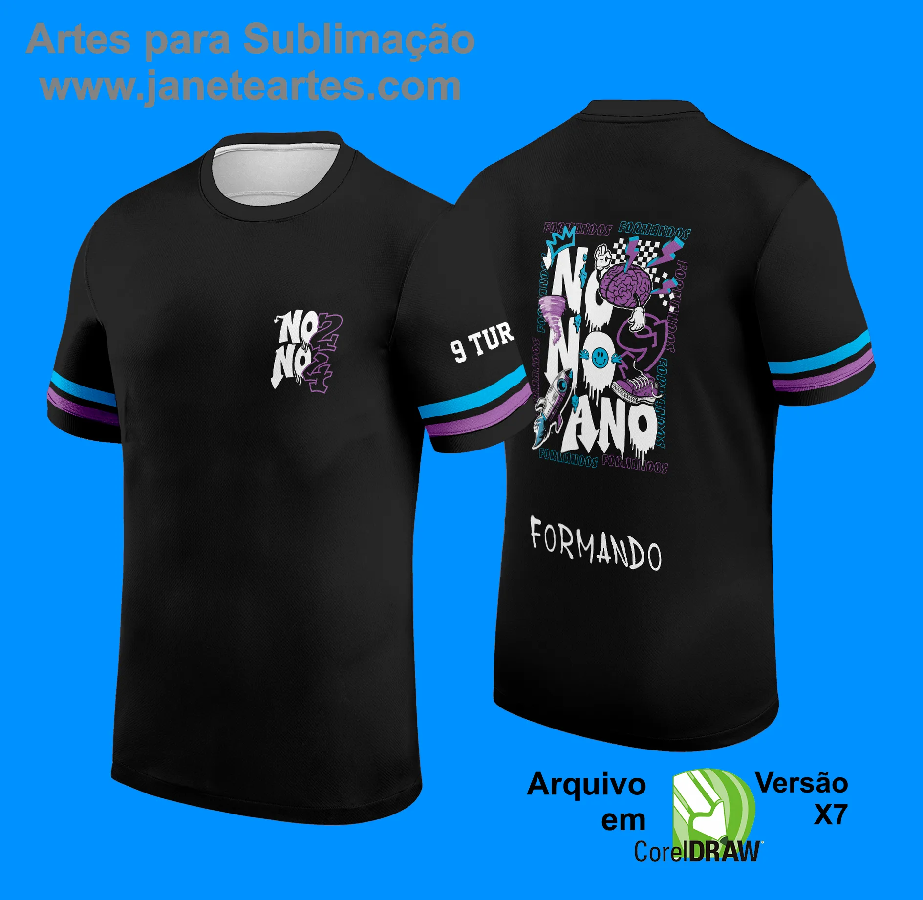 Arte Vetor Camisa Formandos Nono Ano 2025: Graffit Foguete