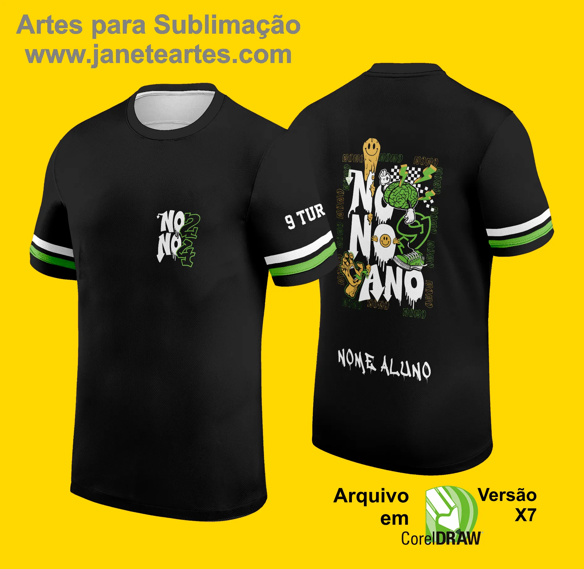 Arte Vetor Camisa Formandos Nono Ano 2025: Graffit Verde