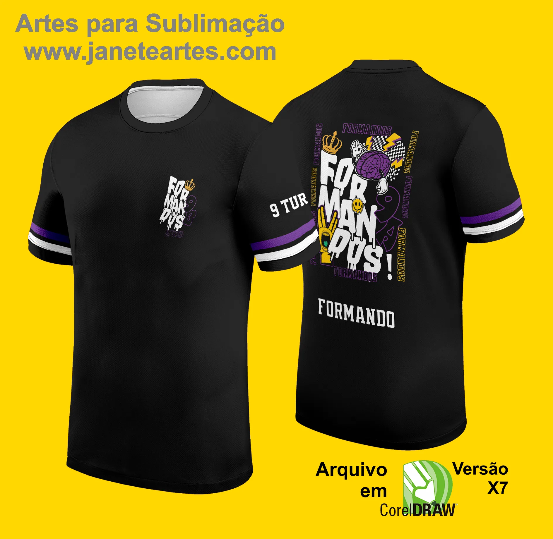 Arte Vetor Camisa Formandos Nono Ano 2025: Graffiti Coroa