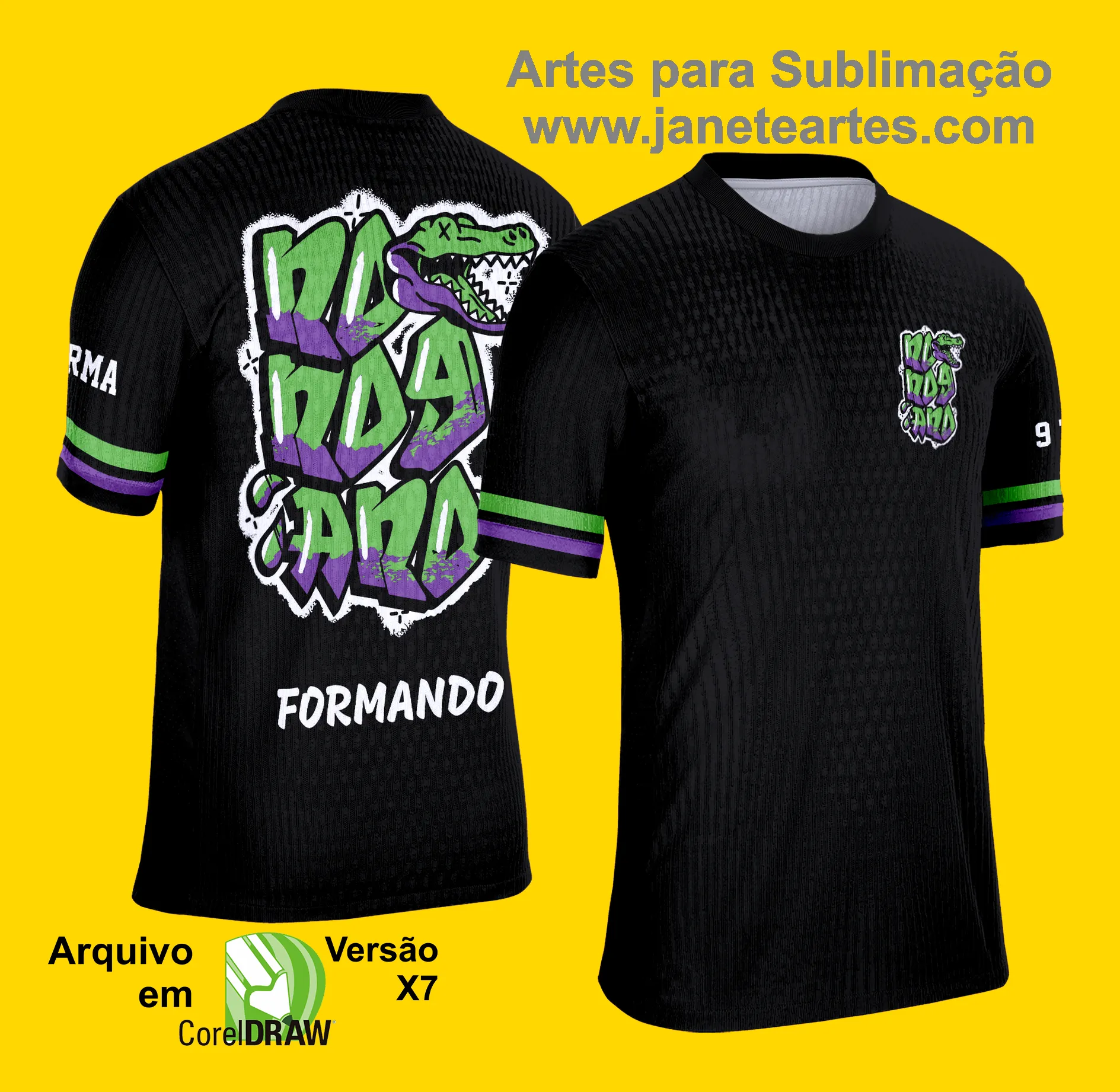 Arte Vetor Camisa Formandos Nono Ano 2025: Jacaré