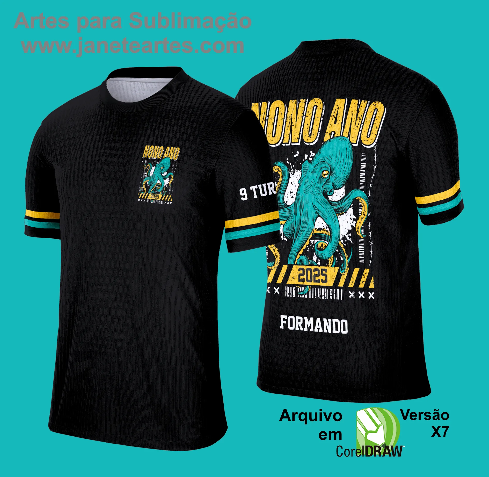 Arte Vetor Camisa Formandos Nono Ano 2025: Polvo Verde