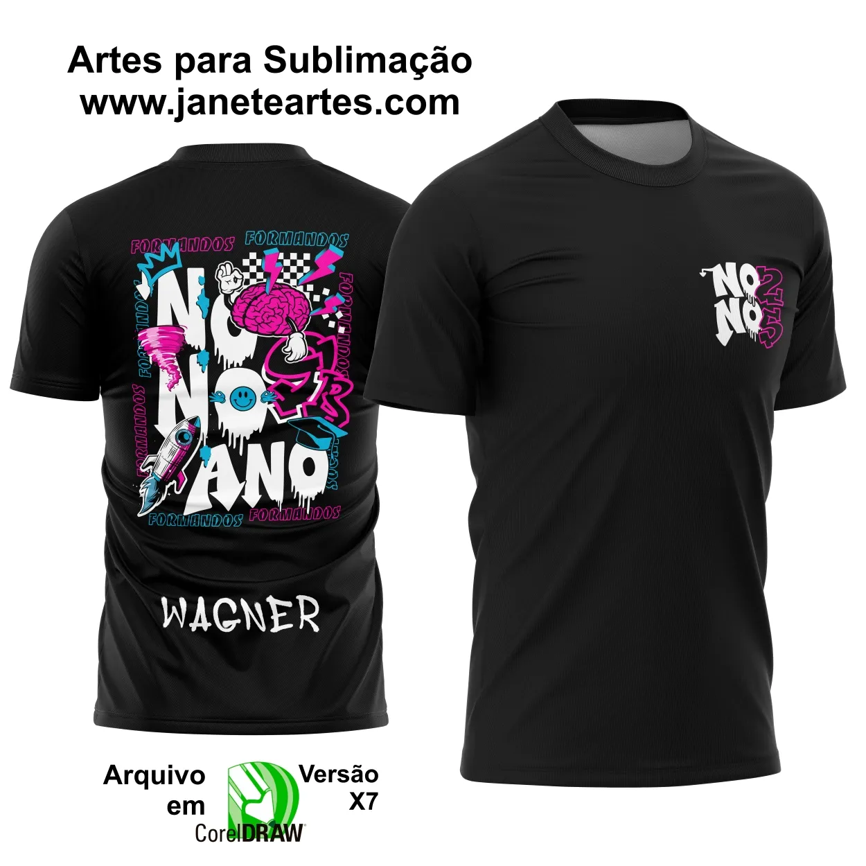 Arte Vetor Camisa Formandos Nono Ano Foguete