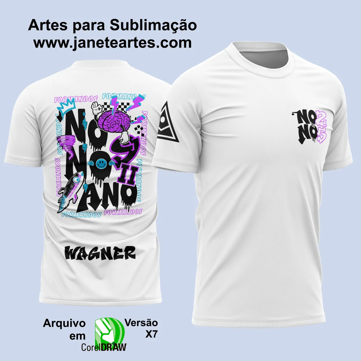 Arte Vetor Camisa Formandos Nono Ano Foguete